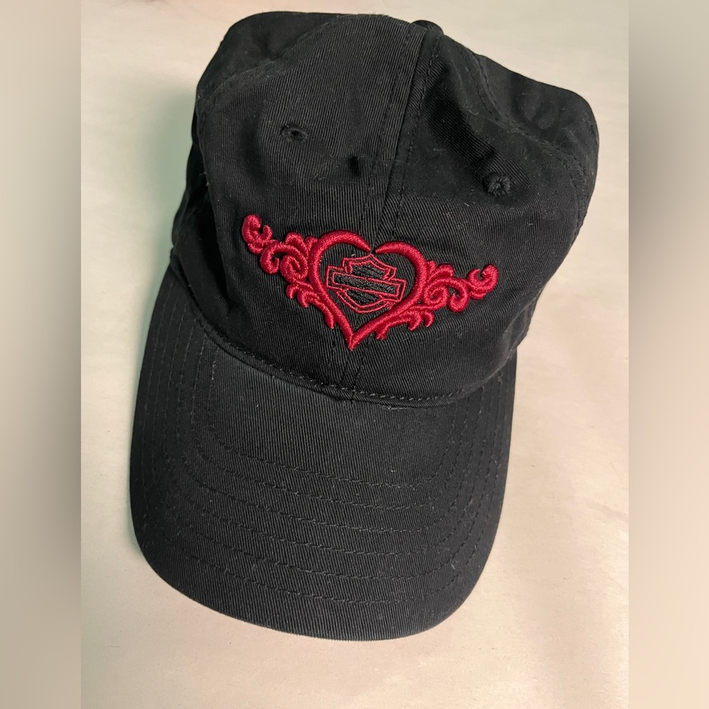 Rock Y2K Harley Davidson Red Heart Flame Black Cap Women’s 100% cotton